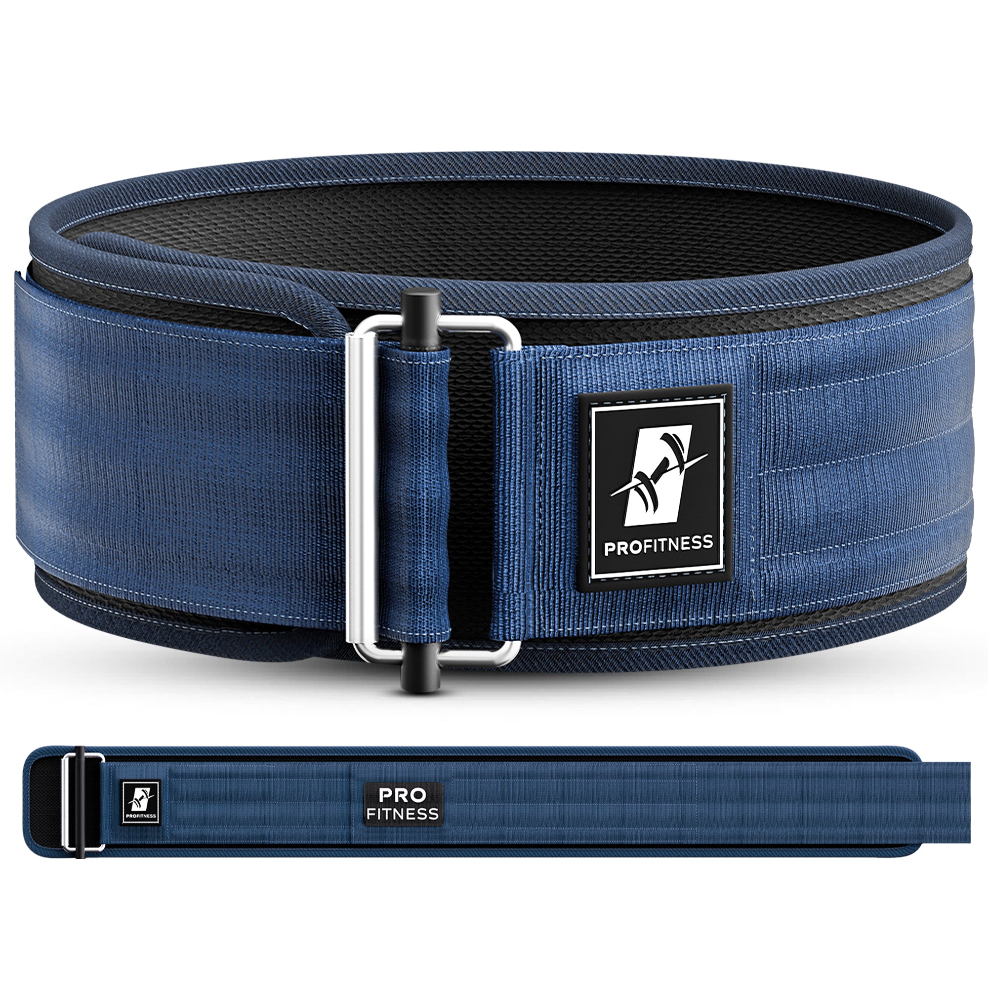 Black leather weightlifting belt with 'PROfitness' logo in front.